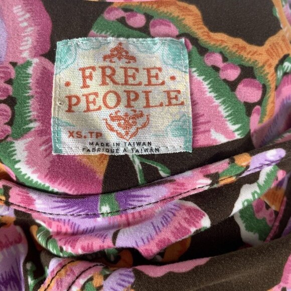 Free People Tunic Top Mini Dress Sz XS Butterfly Print Multicolor Stretch Tank - Picture 5 of 6